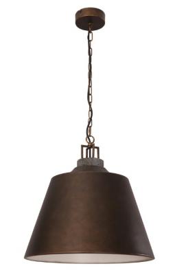 Cloche Antique Brass Shade & Grey Travertine Highlight Pendant